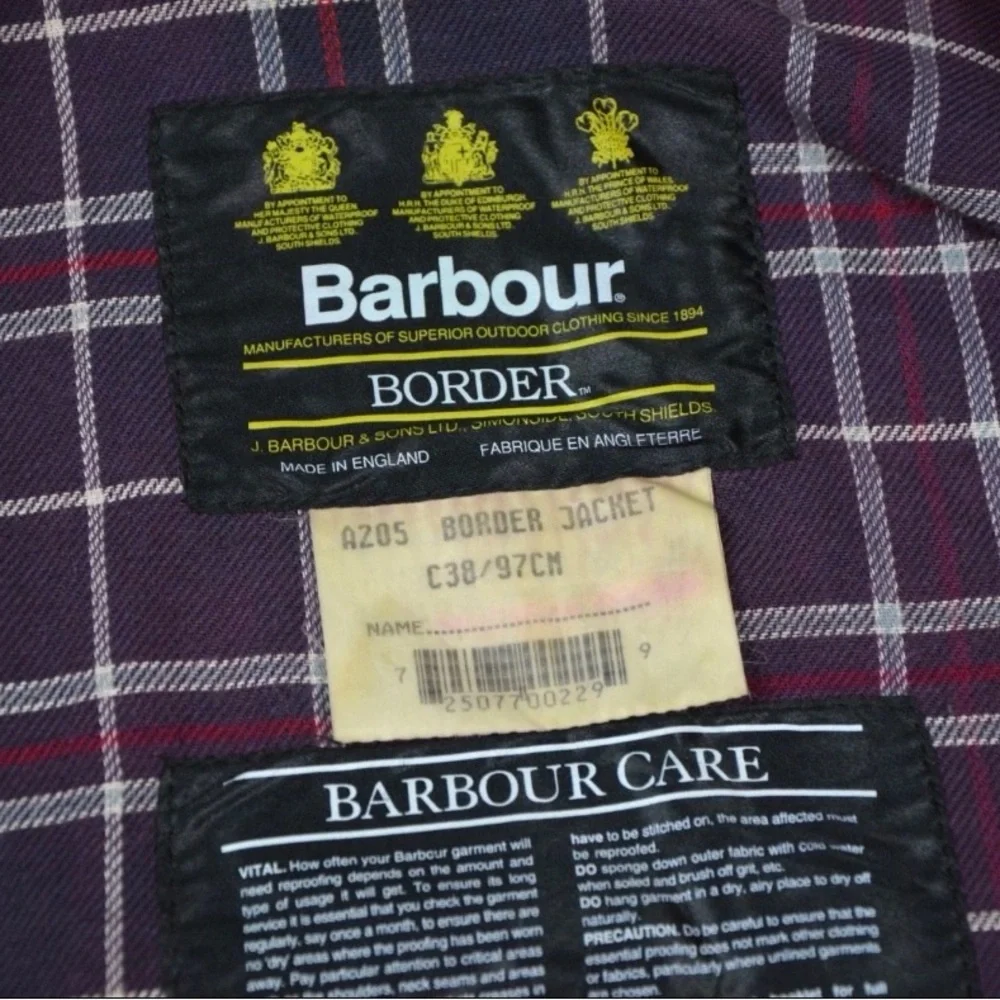 VTG Barbour Border Wax Jacket With Hood 1994 A205 Navy Blue Made In England C38 - Picture 15 of 16